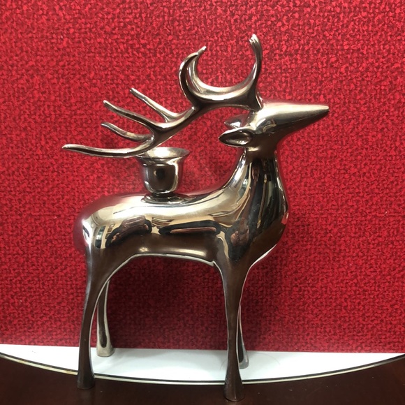 POTTERY BARN DEER CANDLESTICK HOLDER 8” - Picture 2 of 4